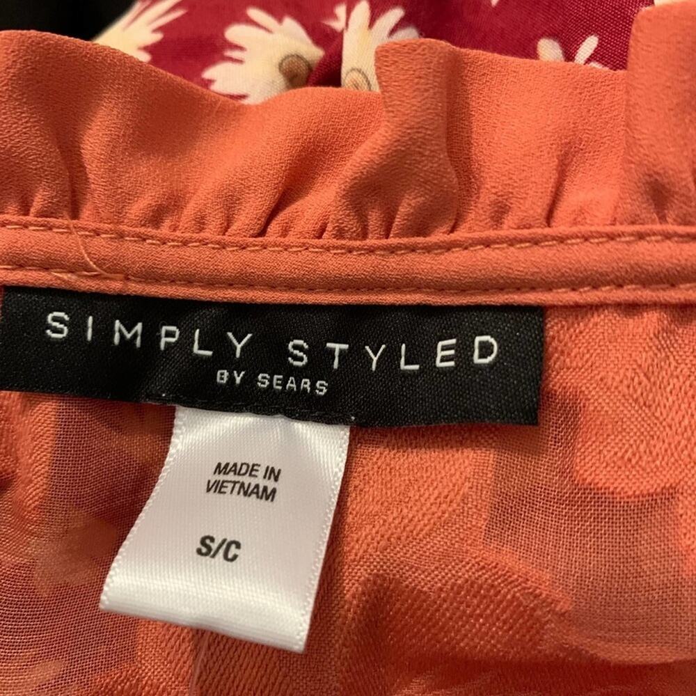 SIMPLY styled. Orange top blouse. short Ruffle neck.‎ . Size Small - Picture 10 of 12